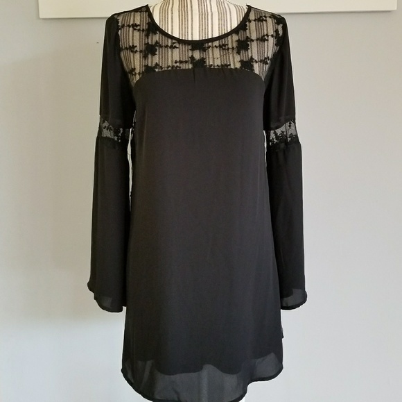 black lace detail dress